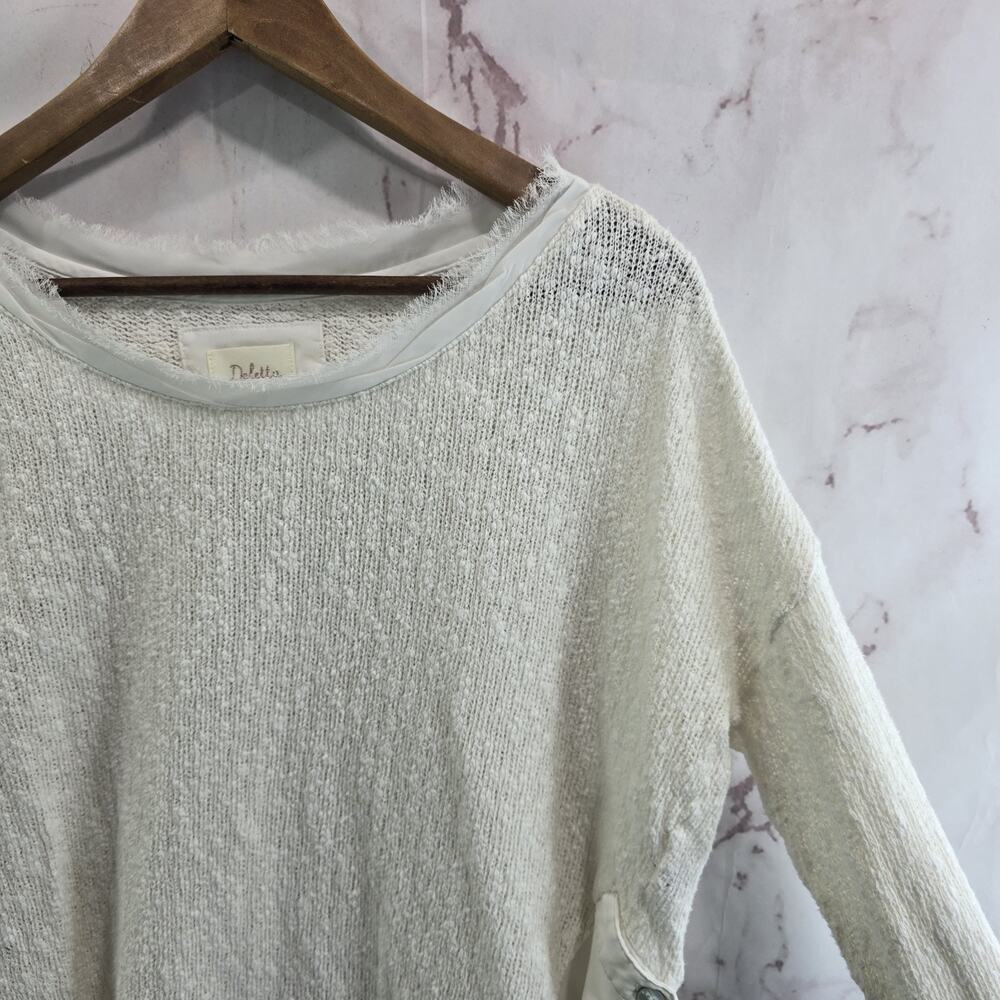 Anthropologie Sweater Womens Small White Cream Blouse Layered Long Sleeve - Picture 10 of 11